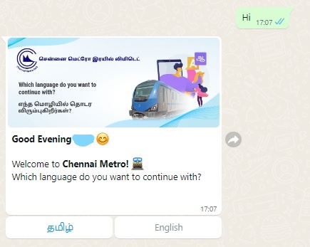 How to book Chennai metro rail tickets via whatsapp